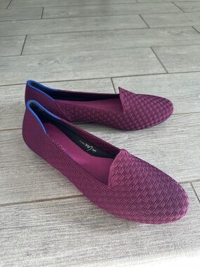 Rothy’s The Lounge Loafer Plum Basketweave Knit Slip On Flats New!
